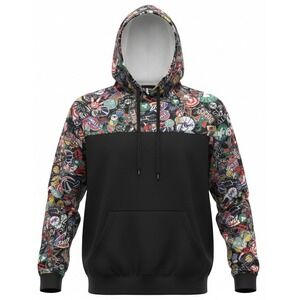 RARE NBA UNK Mens All Team Logo Collage‎ Hoodie Black Multicolor Sz Medium